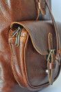 Dark Pecan Backpack - Brown Genuine Leather Backpack (pocket)