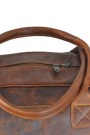 The Luggage Bag - brown leather travel bag (top detail)